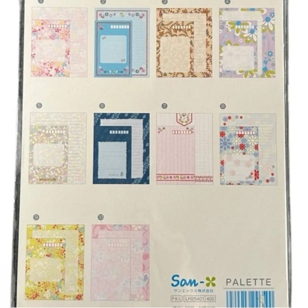 Vintage Y2K San-X Palette Letter Set Japanese Floral Stationary 10 Designs NWT